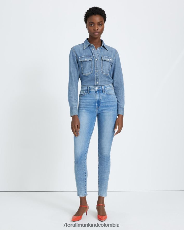 vestir 7 for All Mankind skinny tobilleros de talle alto en color anís JBNRD310