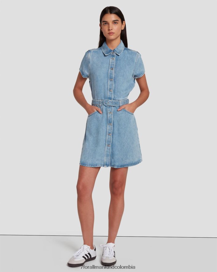 vestir 7 for All Mankind Vestido camisero denim brillante en azul volcán JBNRD34