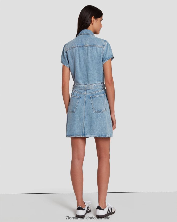 vestir 7 for All Mankind Vestido camisero denim brillante en azul volcán JBNRD34