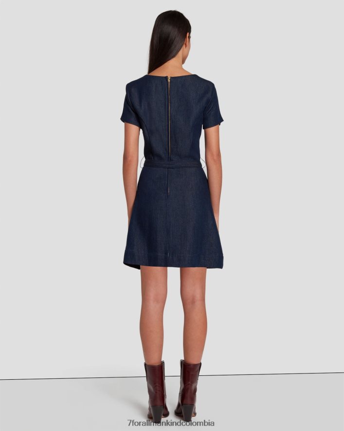 vestir 7 for All Mankind Vestido mod denim brillante con acabado aclarado oscuro JBNRD31