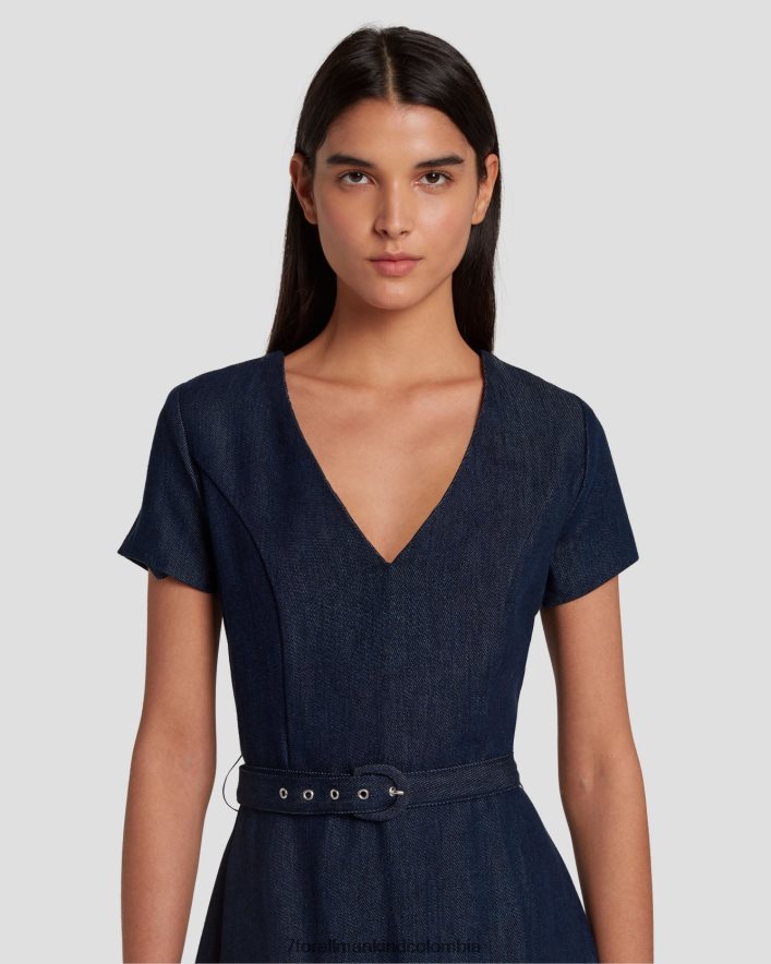 vestir 7 for All Mankind Vestido mod denim brillante con acabado aclarado oscuro JBNRD31