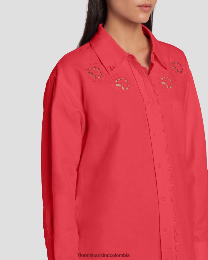 vestir 7 for All Mankind vestido camisero festoneado en color geranio JBNRD440