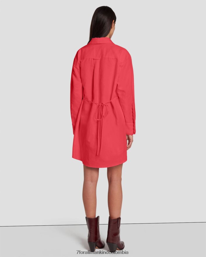 vestir 7 for All Mankind vestido camisero festoneado en color geranio JBNRD440