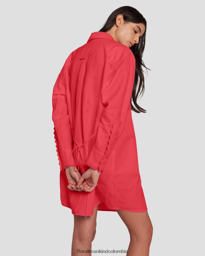 vestir 7 for All Mankind vestido camisero festoneado en color geranio JBNRD440