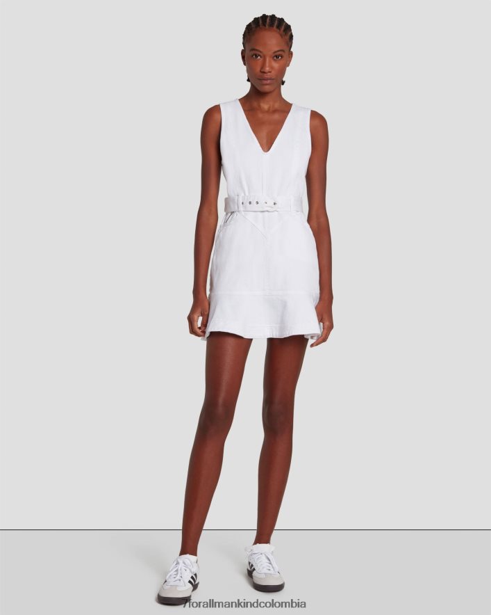 vestir 7 for All Mankind vestido con bolsillos en blanco brillante JBNRD44
