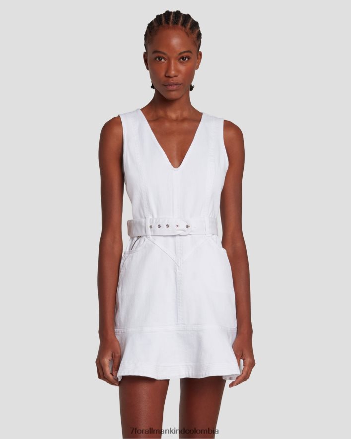 vestir 7 for All Mankind vestido con bolsillos en blanco brillante JBNRD44