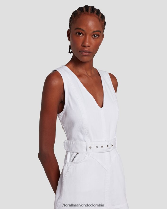 vestir 7 for All Mankind vestido con bolsillos en blanco brillante JBNRD44