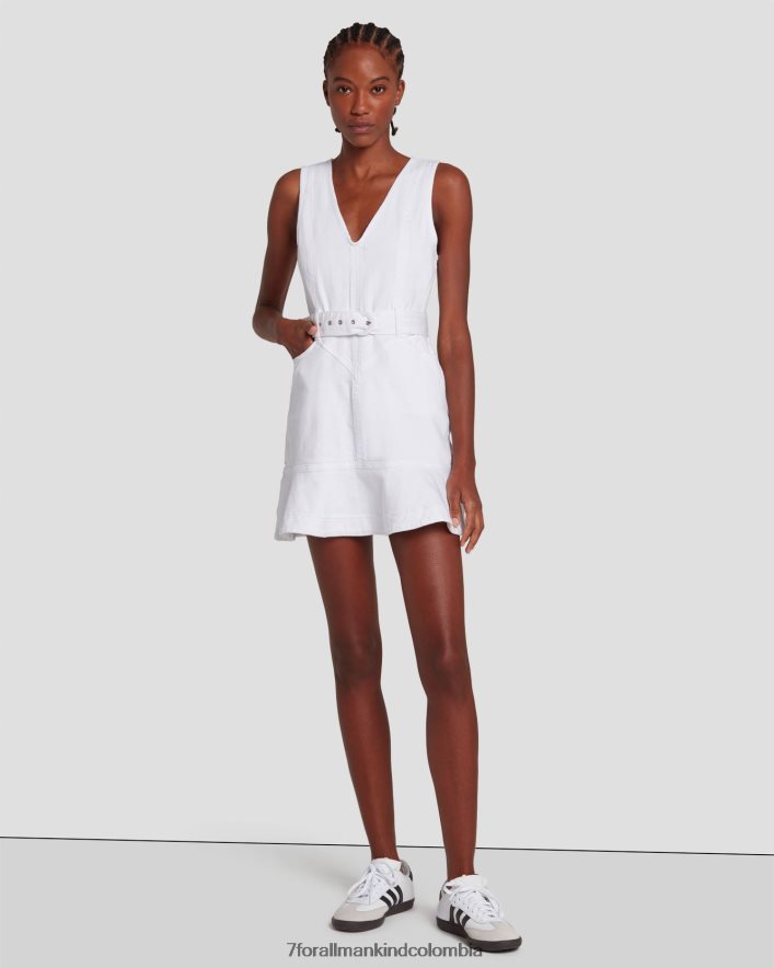 vestir 7 for All Mankind vestido con bolsillos en blanco brillante JBNRD44
