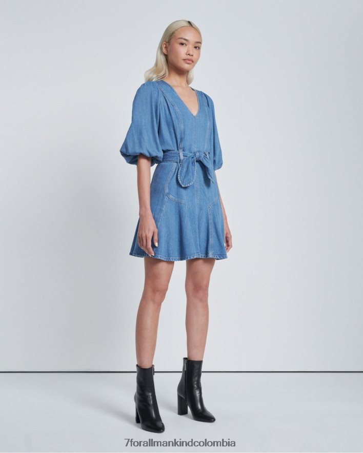 vestir 7 for All Mankind vestido tulipán con mangas abullonadas JBNRD261