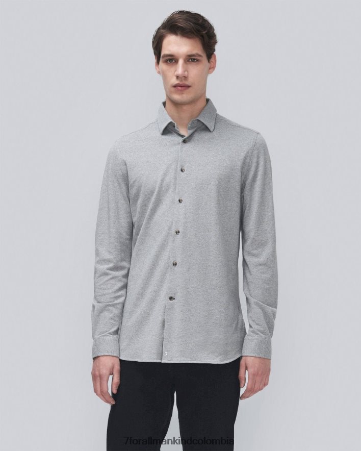vestir 7 for All Mankind Botón de punto piqué en gris jaspeado JBNRD688