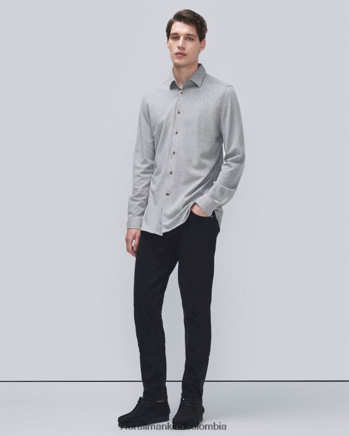 vestir 7 for All Mankind Botón de punto piqué en gris jaspeado JBNRD688