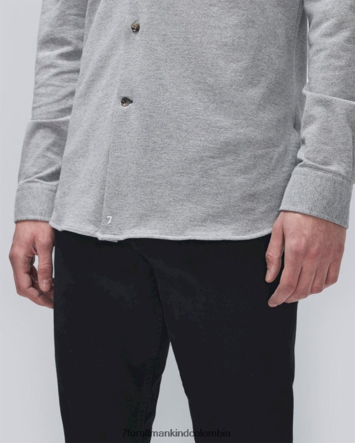 vestir 7 for All Mankind Botón de punto piqué en gris jaspeado JBNRD688