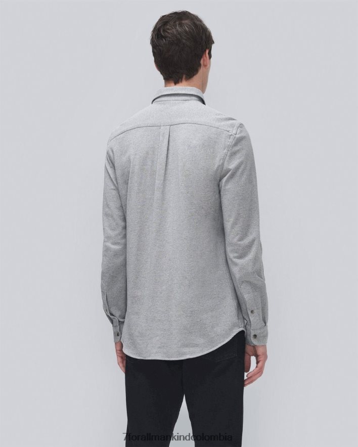 vestir 7 for All Mankind Botón de punto piqué en gris jaspeado JBNRD688