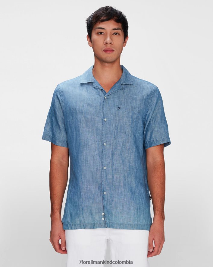 vestir 7 for All Mankind Camisa Camp de cambray en índigo descolorido JBNRD690