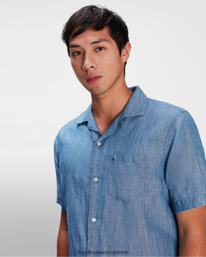vestir 7 for All Mankind Camisa Camp de cambray en índigo descolorido JBNRD690