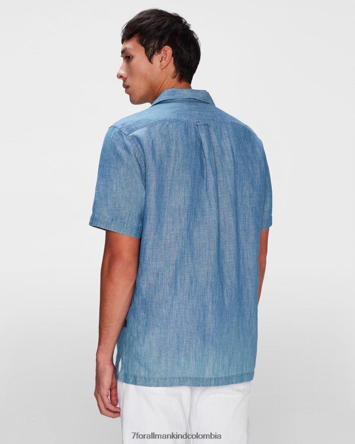 vestir 7 for All Mankind Camisa Camp de cambray en índigo descolorido JBNRD690