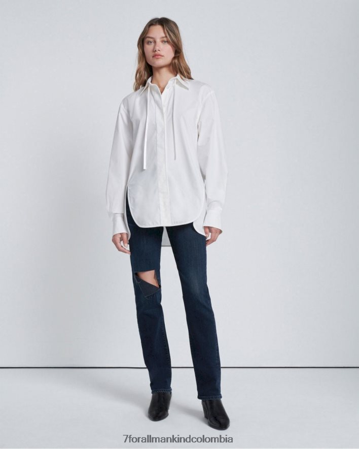 vestir 7 for All Mankind Camisa blanca óptica con botones y dobladillo dividido JBNRD356