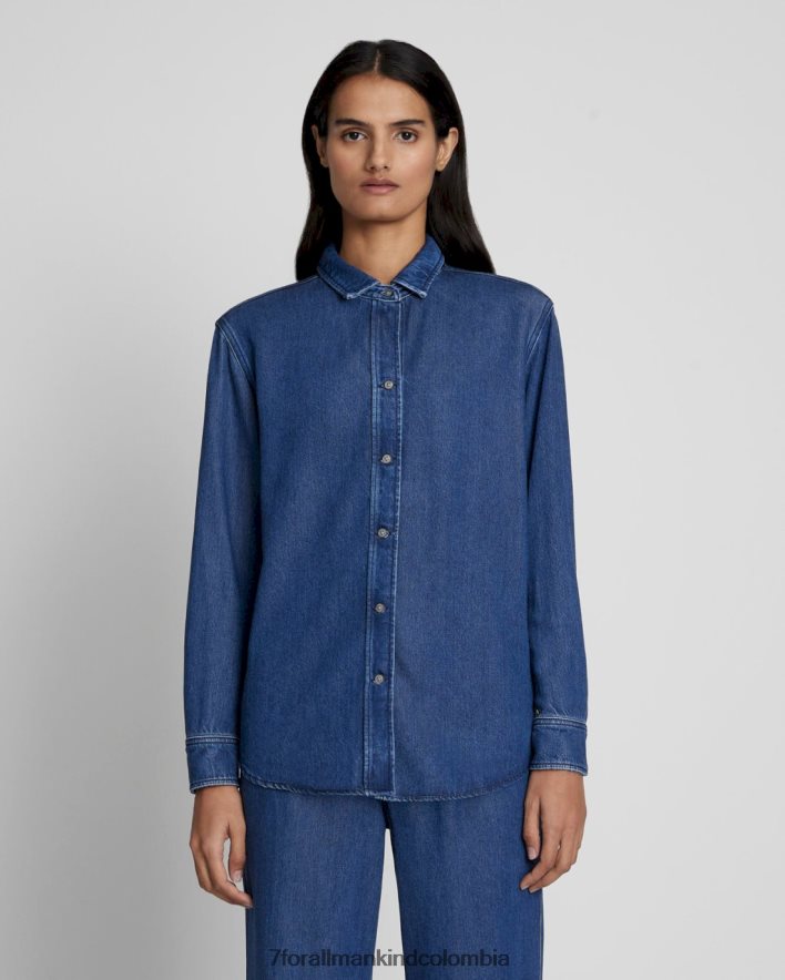 vestir 7 for All Mankind Camisa clásica de denim brillante en índigo oscuro JBNRD284