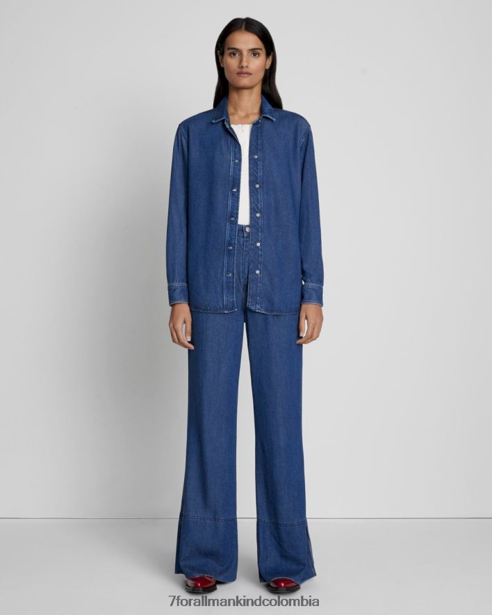 vestir 7 for All Mankind Camisa clásica de denim brillante en índigo oscuro JBNRD284