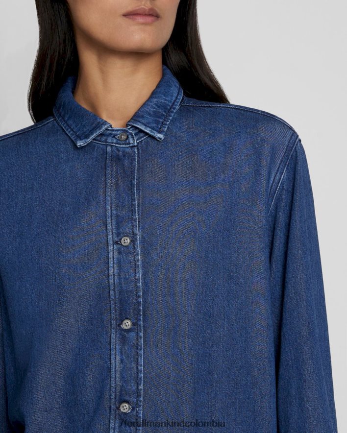 vestir 7 for All Mankind Camisa clásica de denim brillante en índigo oscuro JBNRD284