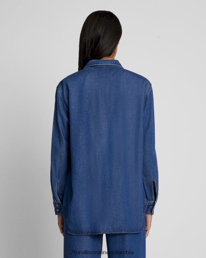 vestir 7 for All Mankind Camisa clásica de denim brillante en índigo oscuro JBNRD284