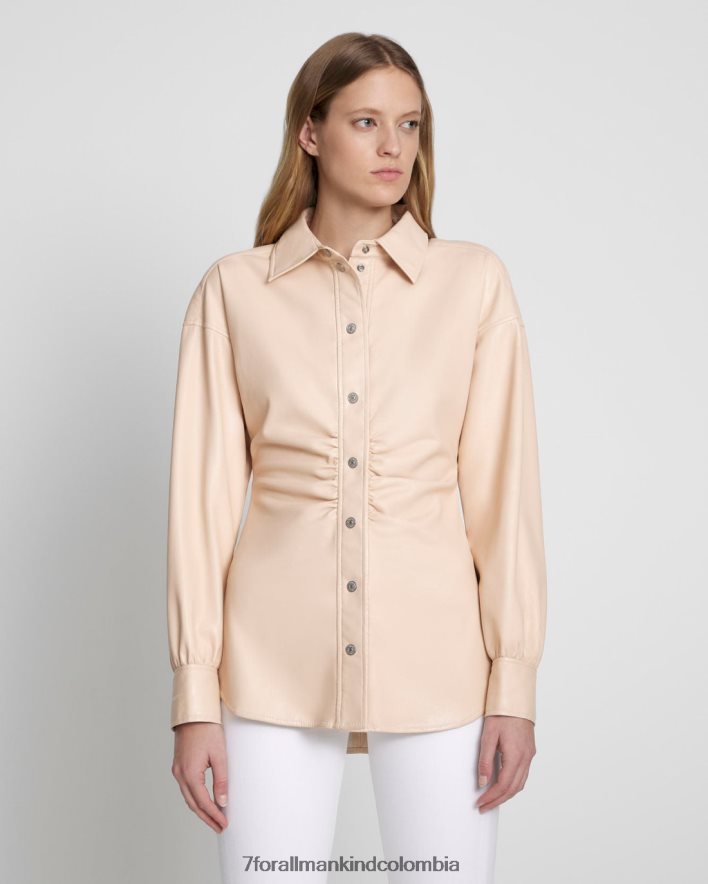 vestir 7 for All Mankind Camisa color piel con botones y cintura ceñida de cuero sintético JBNRD405