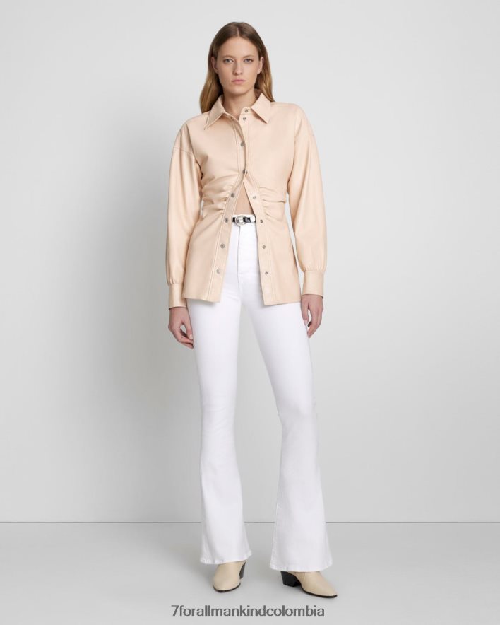 vestir 7 for All Mankind Camisa color piel con botones y cintura ceñida de cuero sintético JBNRD405
