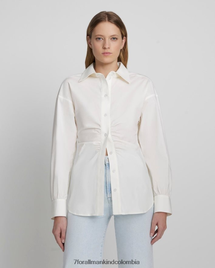 vestir 7 for All Mankind Camisa con botones y cintura ceñida en blanco antiguo JBNRD371
