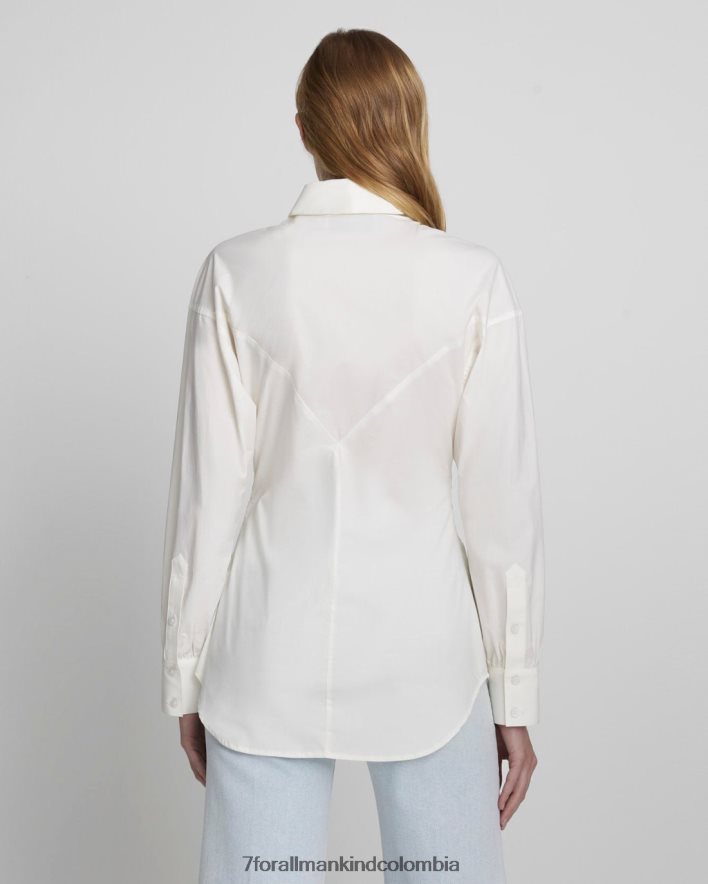 vestir 7 for All Mankind Camisa con botones y cintura ceñida en blanco antiguo JBNRD371