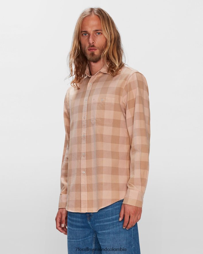 vestir 7 for All Mankind Camisa con botones y un bolsillo en color mandarina a cuadros JBNRD716