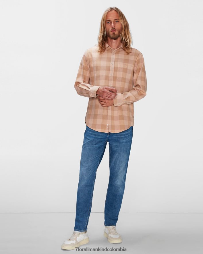 vestir 7 for All Mankind Camisa con botones y un bolsillo en color mandarina a cuadros JBNRD716