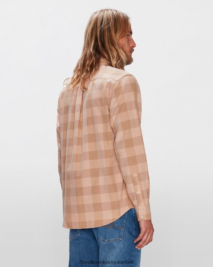 vestir 7 for All Mankind Camisa con botones y un bolsillo en color mandarina a cuadros JBNRD716