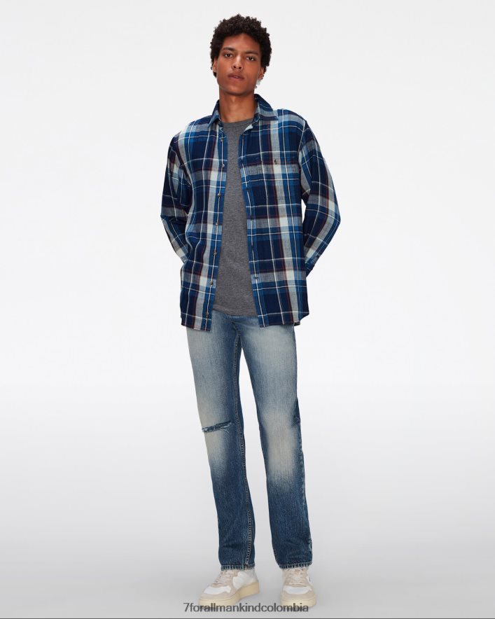 vestir 7 for All Mankind Camisa con botones y un bolsillo en índigo verdadero JBNRD721