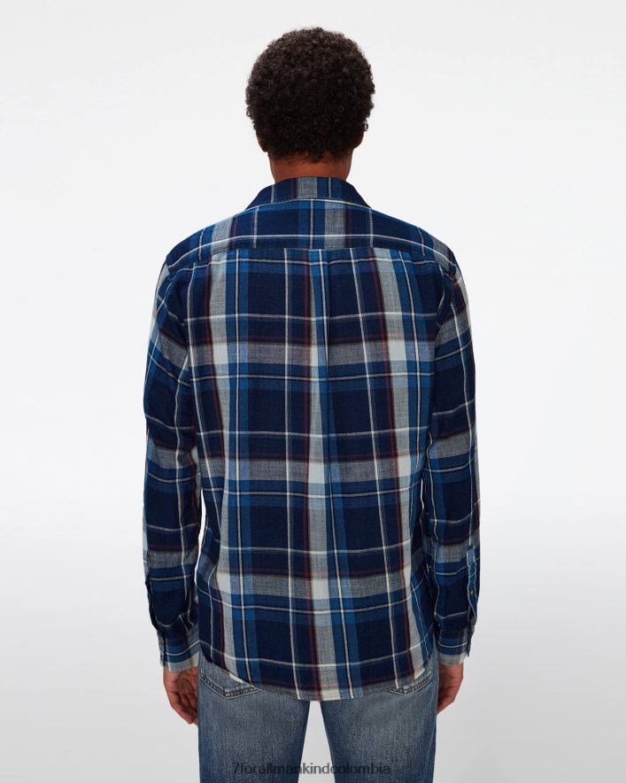 vestir 7 for All Mankind Camisa con botones y un bolsillo en índigo verdadero JBNRD721