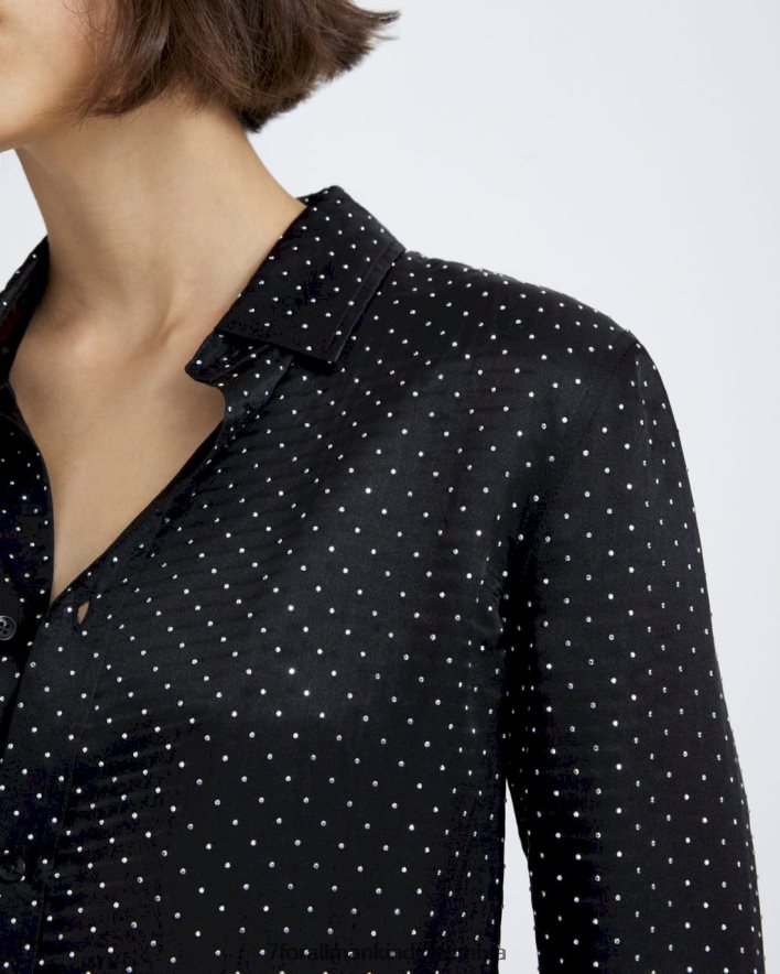 vestir 7 for All Mankind Camisa negra con botones de seda muy brillante JBNRD369