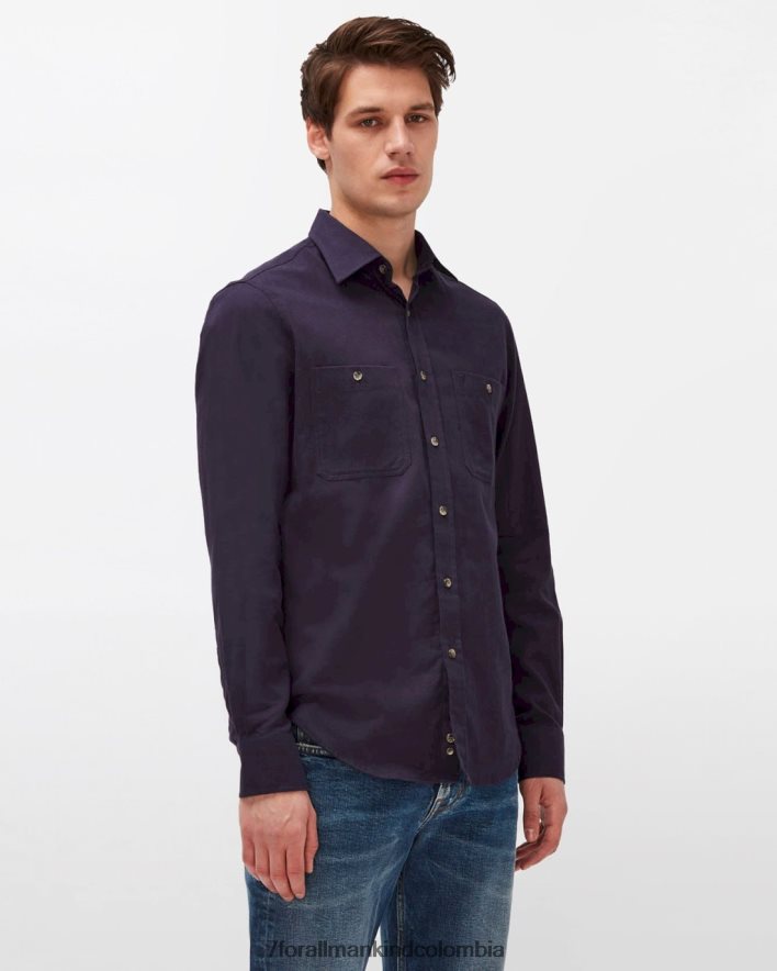 vestir 7 for All Mankind Camisa utilitaria con dos bolsillos en azul marino JBNRD711