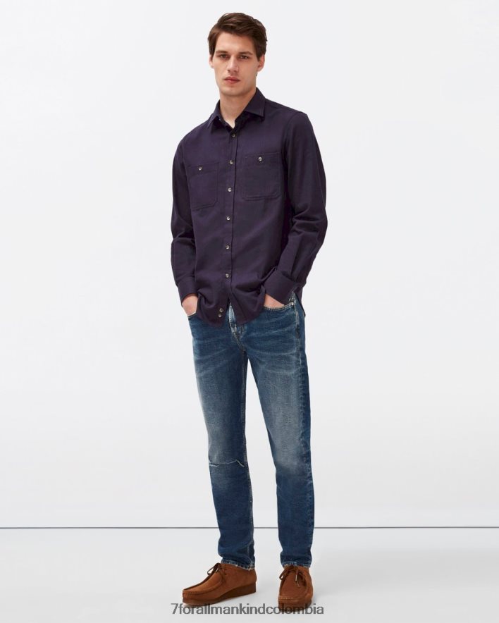 vestir 7 for All Mankind Camisa utilitaria con dos bolsillos en azul marino JBNRD711