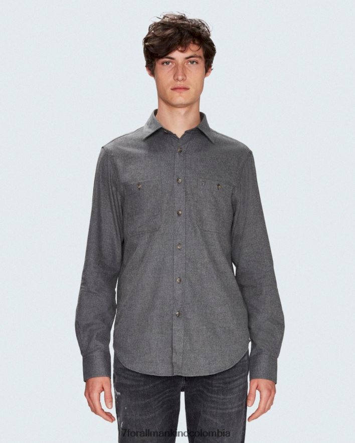 vestir 7 for All Mankind Camisa utilitaria gris con dos bolsillos JBNRD713