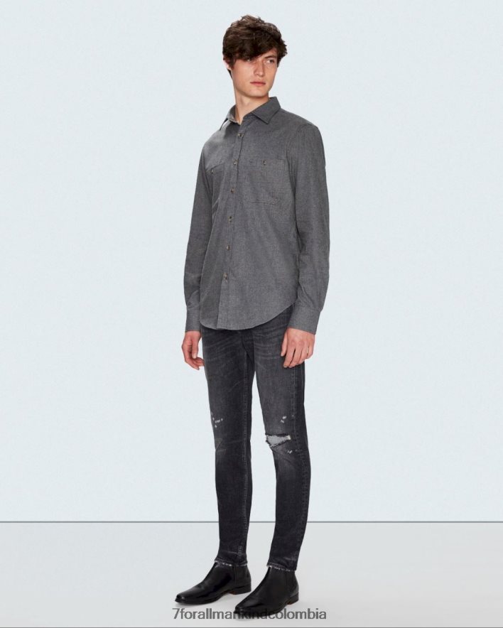 vestir 7 for All Mankind Camisa utilitaria gris con dos bolsillos JBNRD713