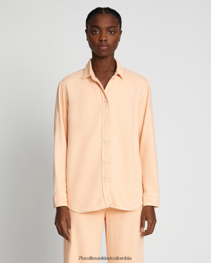 vestir 7 for All Mankind Camisa vaquera clásica con botones y brillo en Prairie Sunset JBNRD299