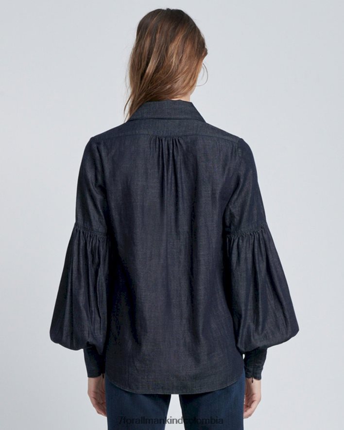 vestir 7 for All Mankind Camisa vaquera con mangas abullonadas y lavado JBNRD280