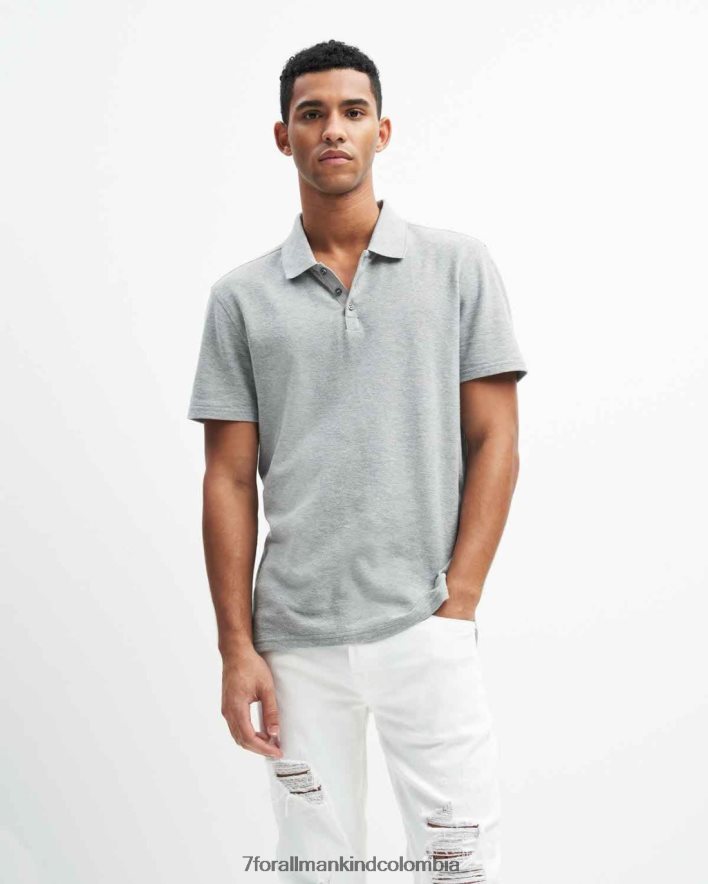 vestir 7 for All Mankind Polo de 3 botones en gris jaspeado JBNRD724