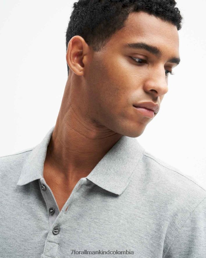 vestir 7 for All Mankind Polo de 3 botones en gris jaspeado JBNRD724