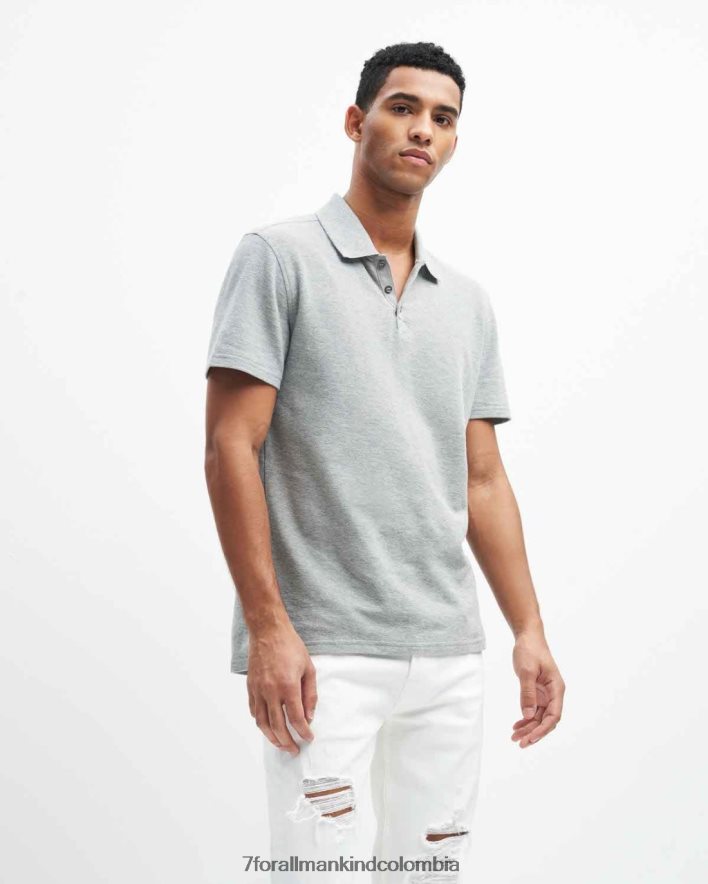 vestir 7 for All Mankind Polo de 3 botones en gris jaspeado JBNRD724