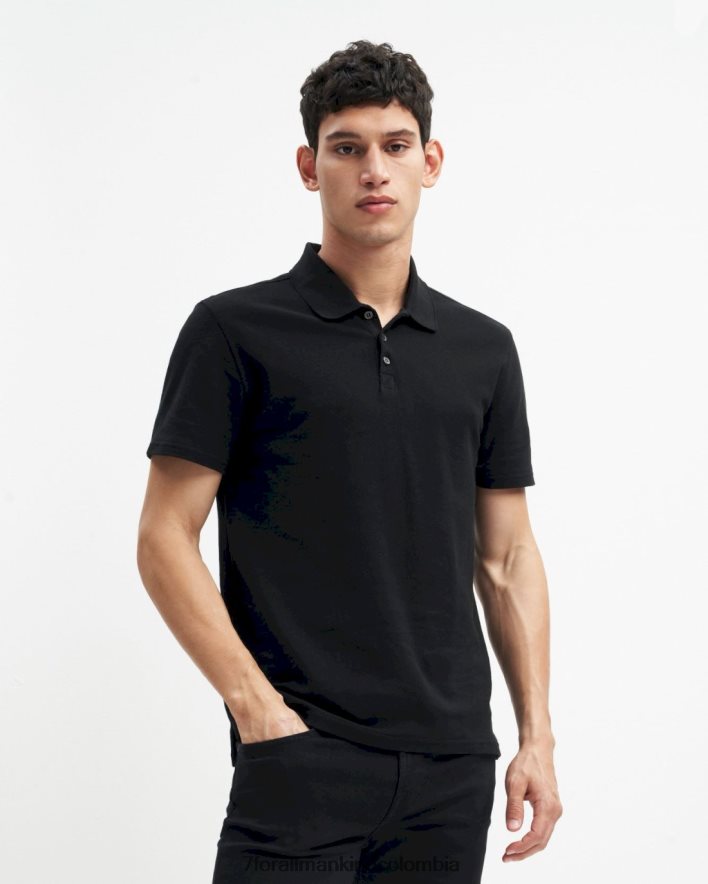 vestir 7 for All Mankind Polo de 3 botones en negro JBNRD723