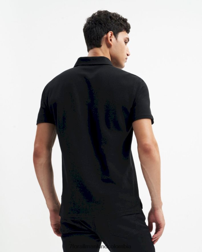 vestir 7 for All Mankind Polo de 3 botones en negro JBNRD723