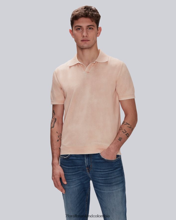 vestir 7 for All Mankind Polo de algodón teñido en prenda color mandarina JBNRD731