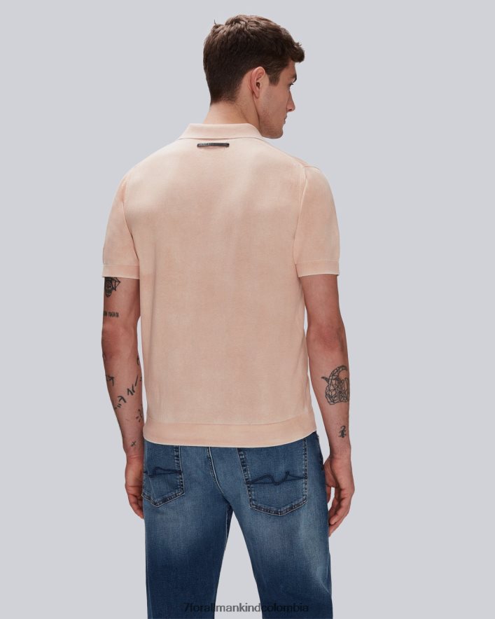vestir 7 for All Mankind Polo de algodón teñido en prenda color mandarina JBNRD731
