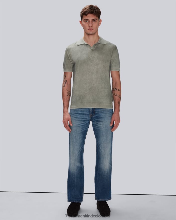 vestir 7 for All Mankind Polo de algodón teñido en prenda tomillo JBNRD694