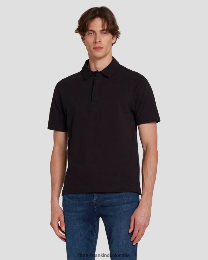vestir 7 for All Mankind Polo de punto piqué en negro JBNRD696